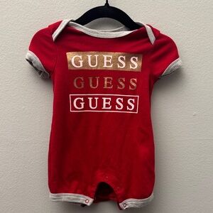 🌻GUESS Red Infant Romper with Metallic Logos